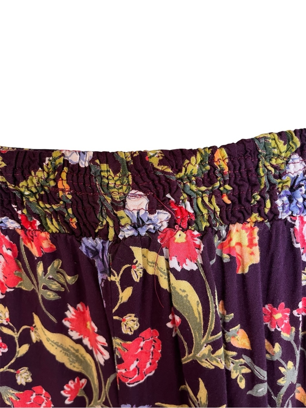Angie Wide Leg Purple Floral Elastic-Waist Pants Small - Picture 4 of 10